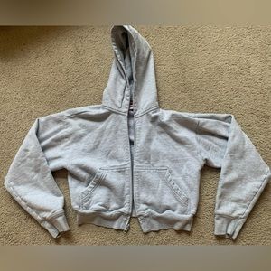 TNA Extra Fleece Boyfriend Cropped Zip Up 2xs in Heather Crome